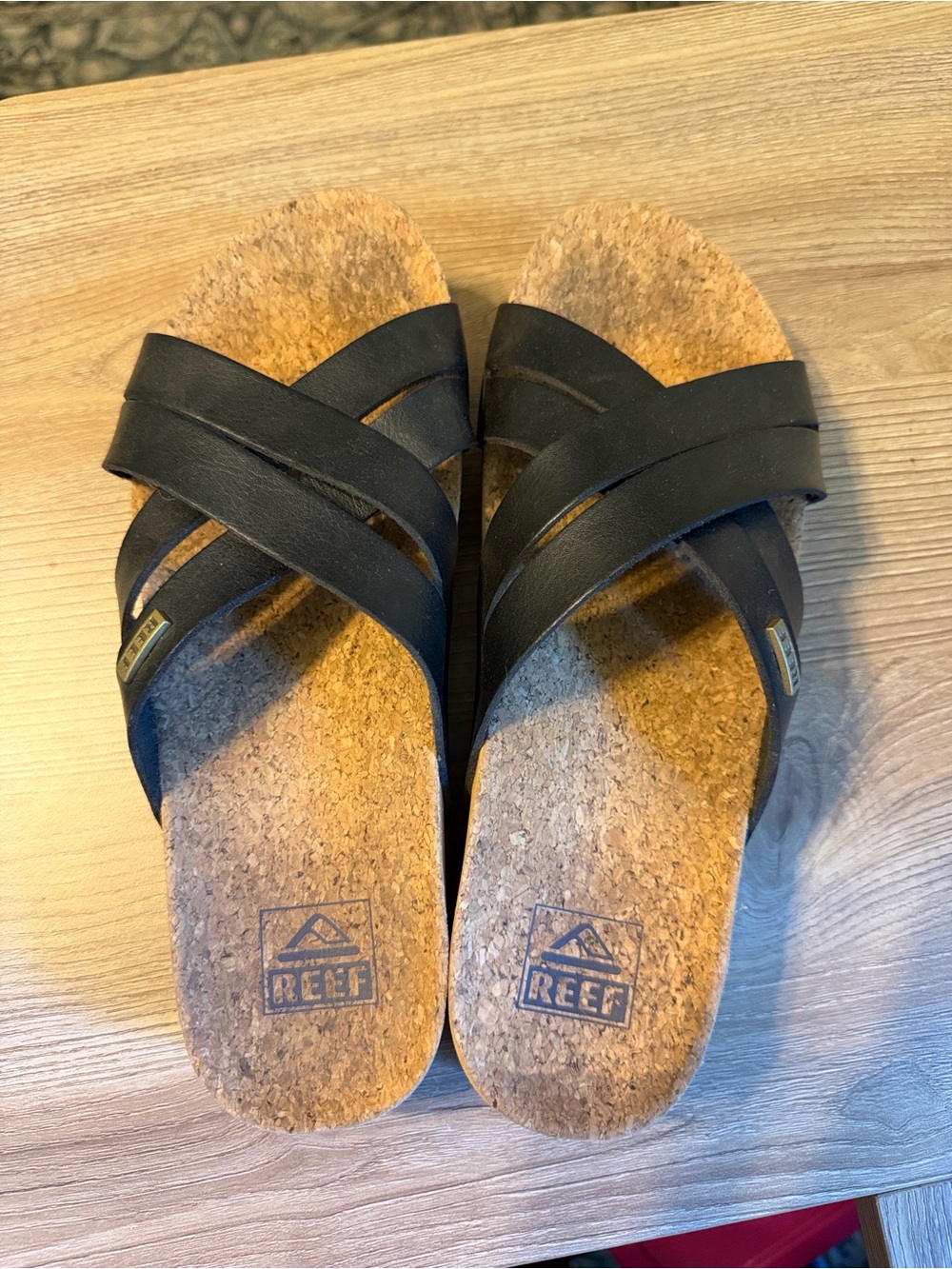 Reef Women's Black Cork Cross-Strap Slide Sandals - Picture 3 of 3